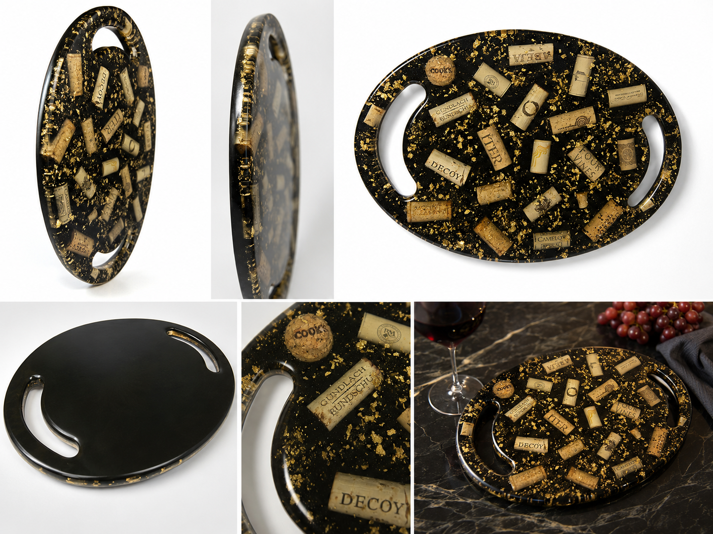One-of-One Wine Cork Resin Charcuterie Board