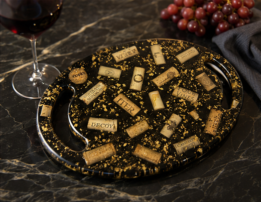 One-of-One Wine Cork Resin Charcuterie Board